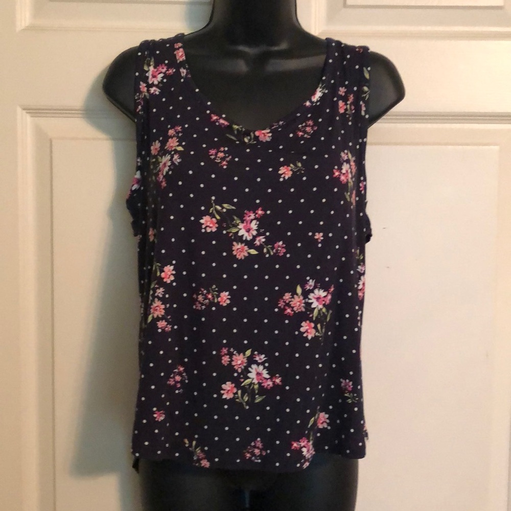 No Boundaries Navy/White Polka Dot w/ 🌸🌸 TankTop
